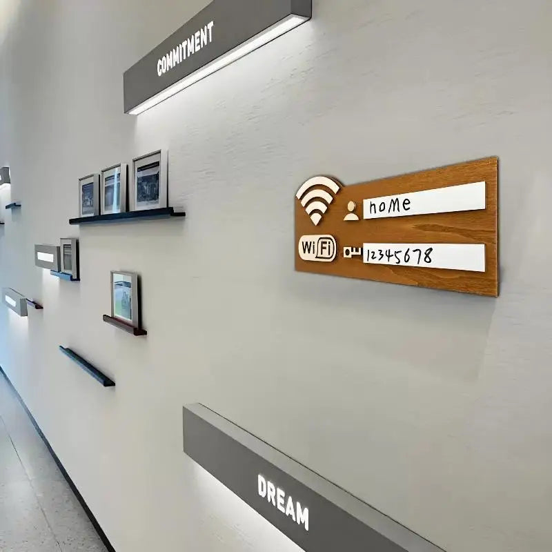 Multi-purpose Home Decor Accessory Rustic Wooden Wifi Password Sign Qme