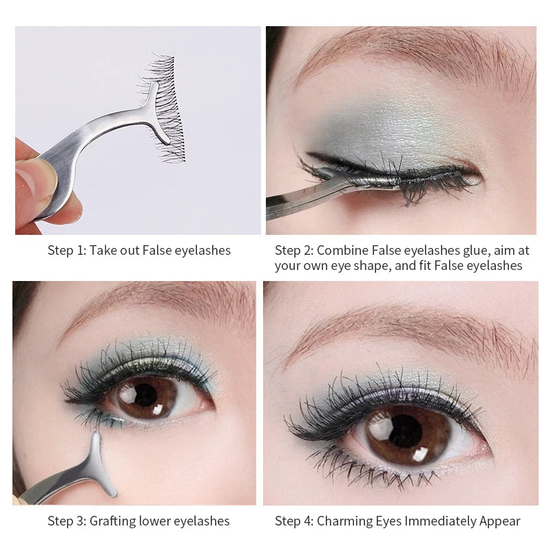 False Eyelashes Tweezer Fake Eye Lash Applicator Makeup Tools Qme