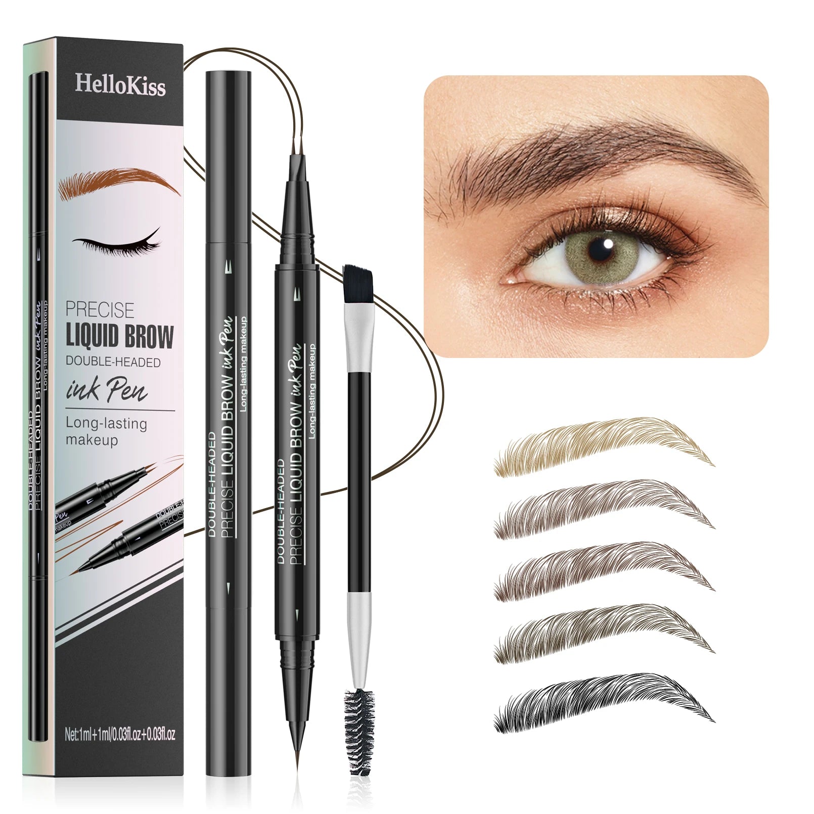 Two-Pronged Eyebrow Pencil Waterproof Sweatproof Non-smudging Multifunctional Natural Eyebrow Pencil Makeup Cosmetics Qme