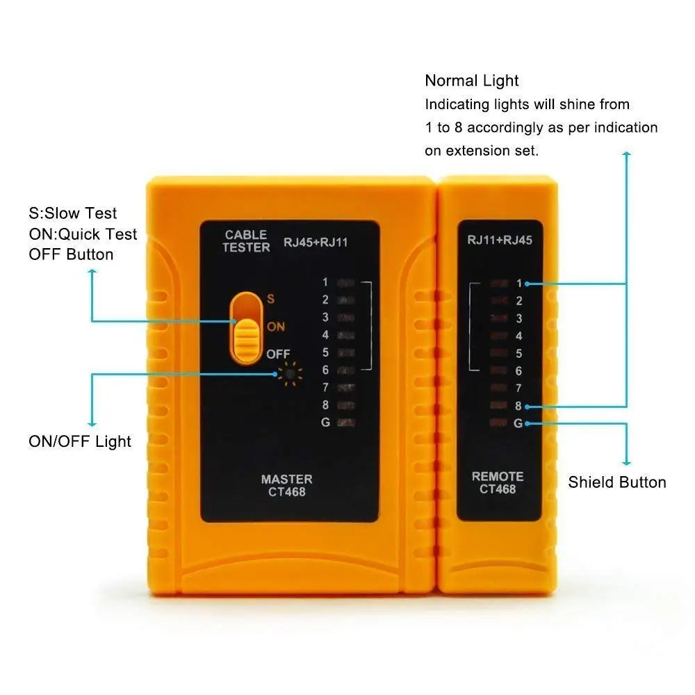 RJ45 Network Cable Tester for Lan Phone RJ45/RJ11/RJ12/CAT5/CAT6/CAT7 UTP Wire Test Tool Qme