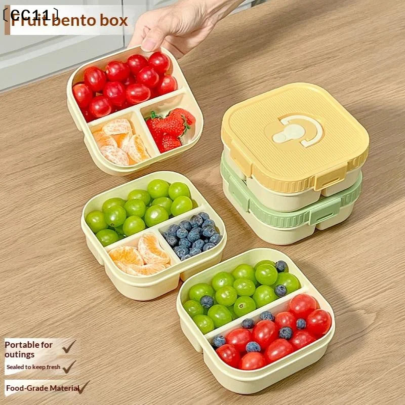 Portable Plastic Lunch Box Compartment Microwave Safe Fruit Salad Qme