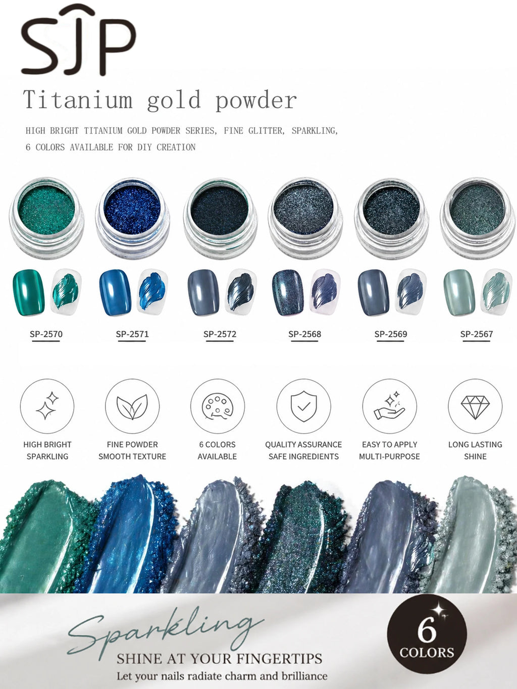 1 Blue Ocean Star Nail Mirror Powder Chrome-plated DIY Art Charm Qme