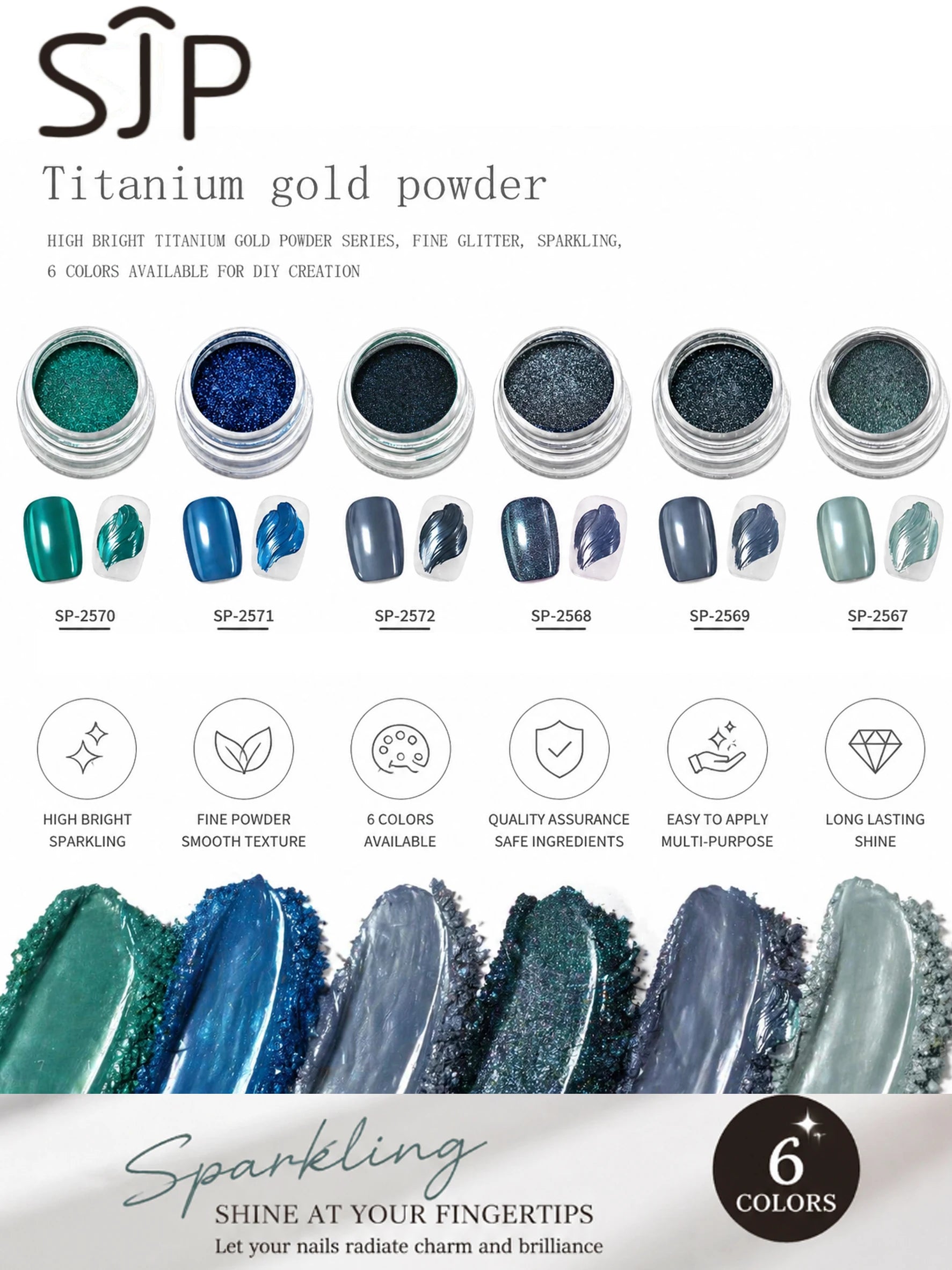 1 Blue Ocean Star Nail Mirror Powder Chrome-plated DIY Art Charm Qme