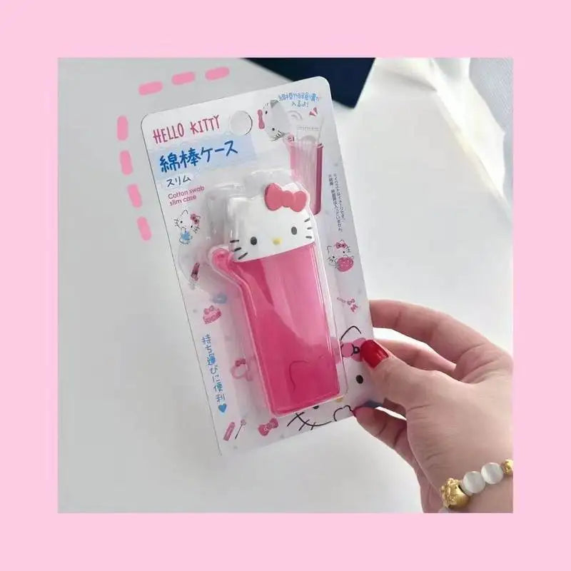 Hello Kitty Cute Cartoon Storage Box Portable Storage for Cotton Swabs, Toothpicks, and Dental Floss Qme