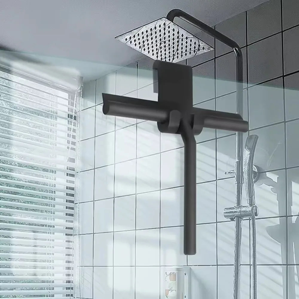 Shower Squeegee Household Window Glass Cleaning Scraper with Silicone Holder Bathroom Mirror Wiper Scraper Bathroom Accessories Qme