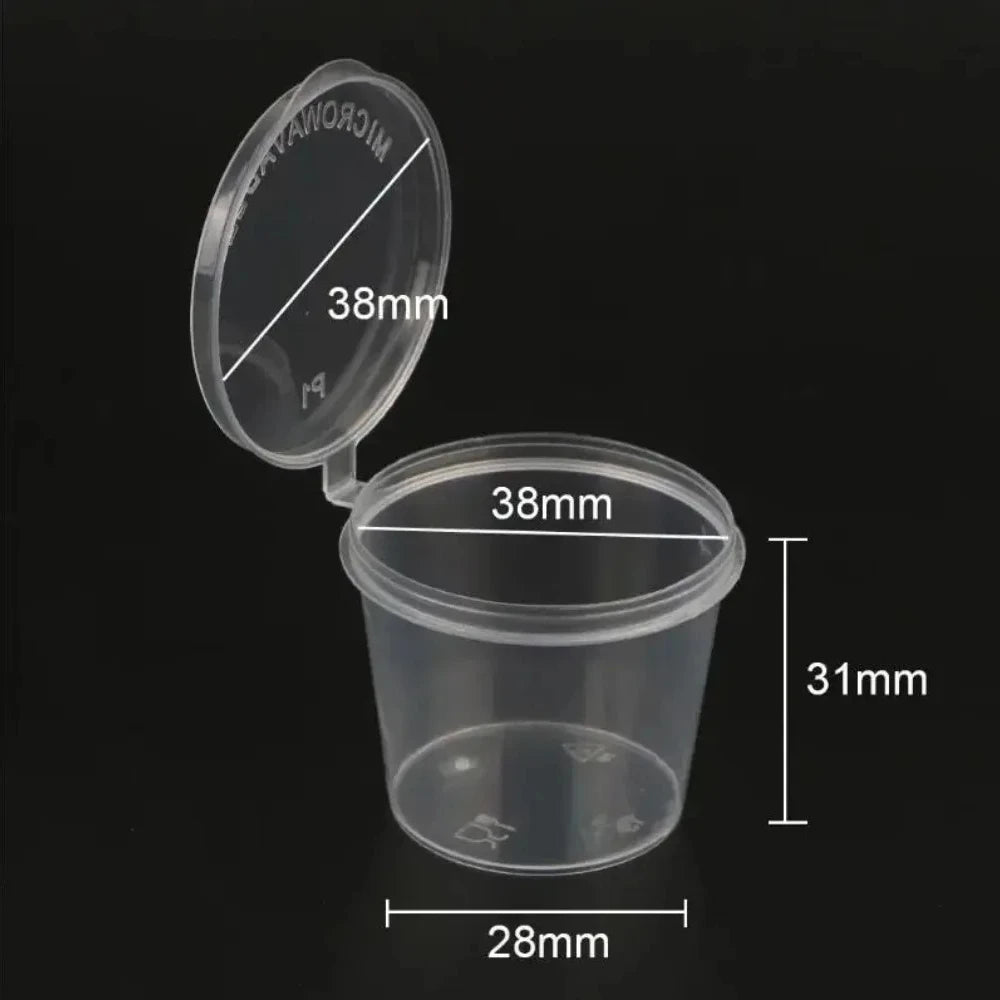50/100Pcs Disposable Plastic Sauce Containers with Lids Mini Food Cups for Chutney Chili Sauce Kitchen Seasoning Storage Qme