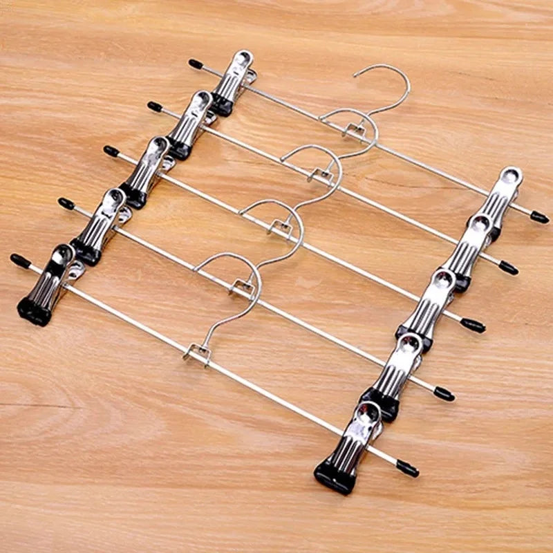 5pcs Metal Windproof Hanger for Clothes Home Pants Coat Non-slip Drying Hangers with Adjustable Clips Closets Storage Racks ﻿ Qme