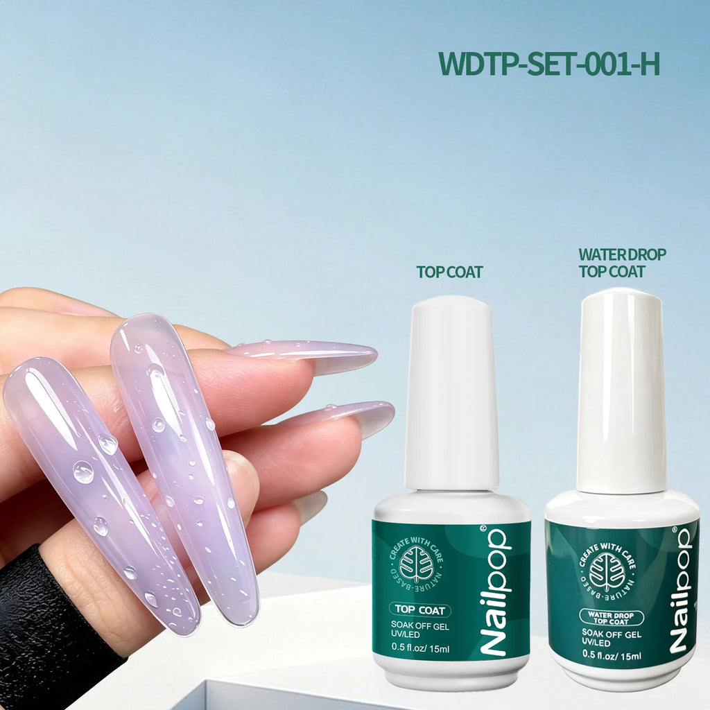 Nailpop 3D Water Droplet Coat No Wipe Gel 5s Quick Forming Lasting Qme WDTP-SET-001-H