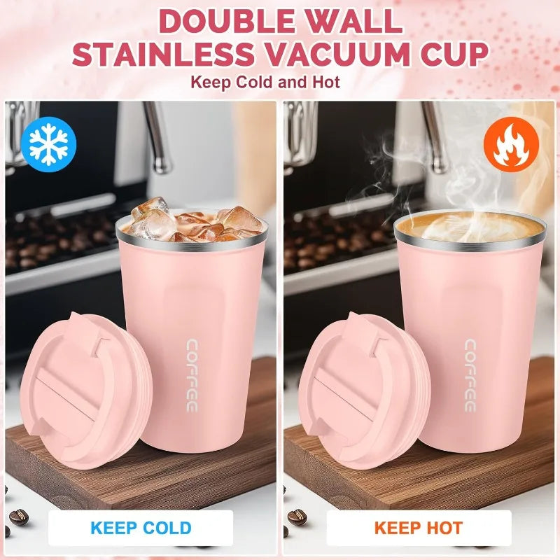Stainless Steel Travel Coffee Mug Leak Proof Thermal Cup Vacuum Qme