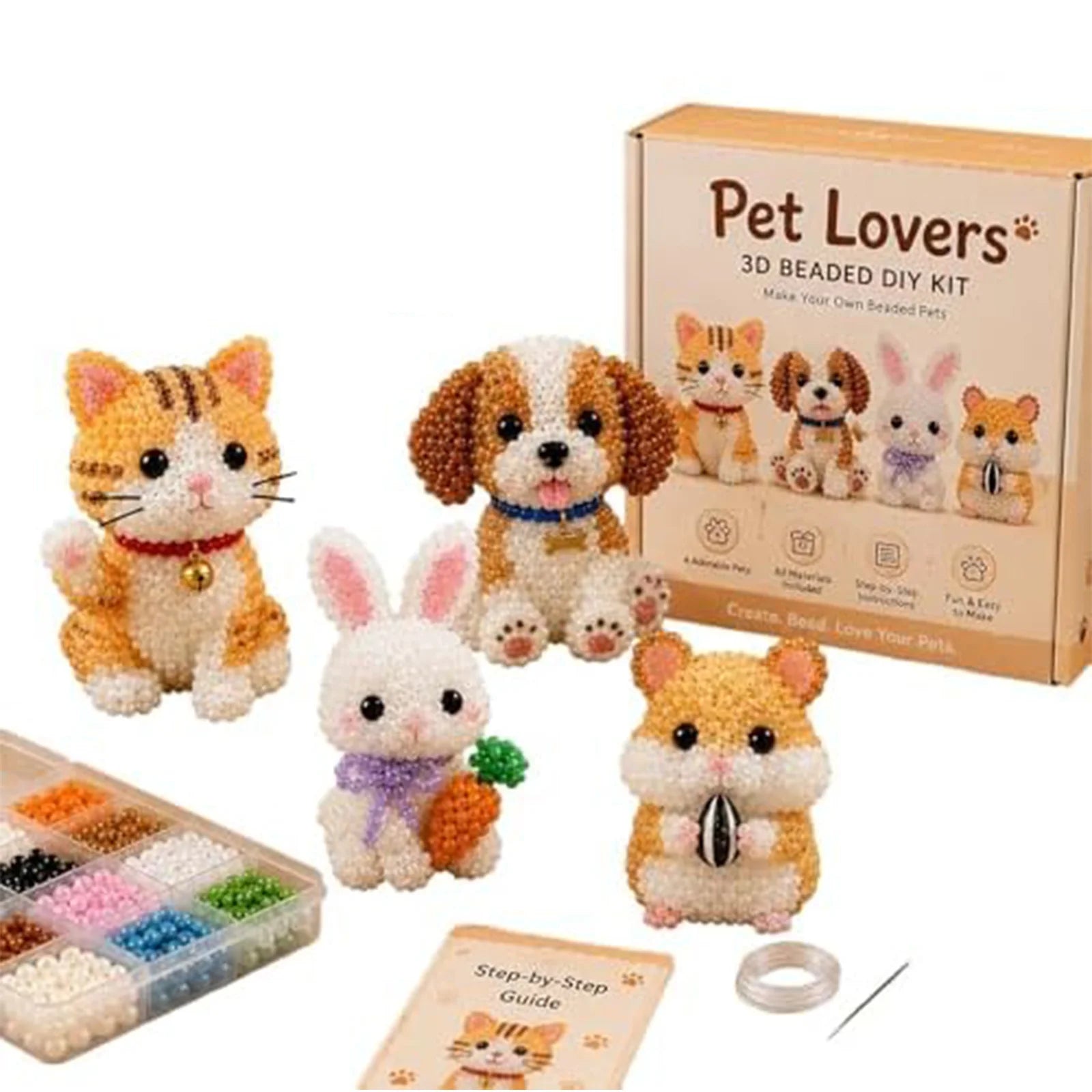 Cute Farm Animal Bead Craft Kit Diy 3d Beaded Ornament Set Perfect For Home Decor Keychains & Gift Giving Easy Craft Qme Style 17