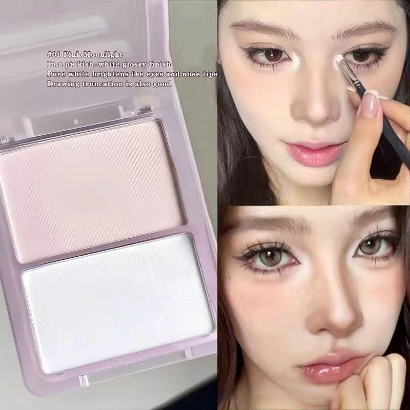 2-in-1 high-gloss contouring, two-tone matte facial brightening, three-dimensional shadow blush palette, Korean-style makeup Qme
