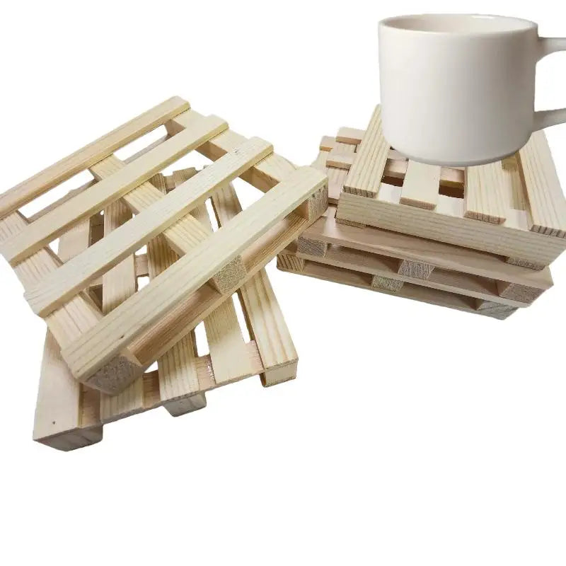 Cold Drinks Mini Wooden Pallet Beverage Coasters Wood Flower Pot Qme