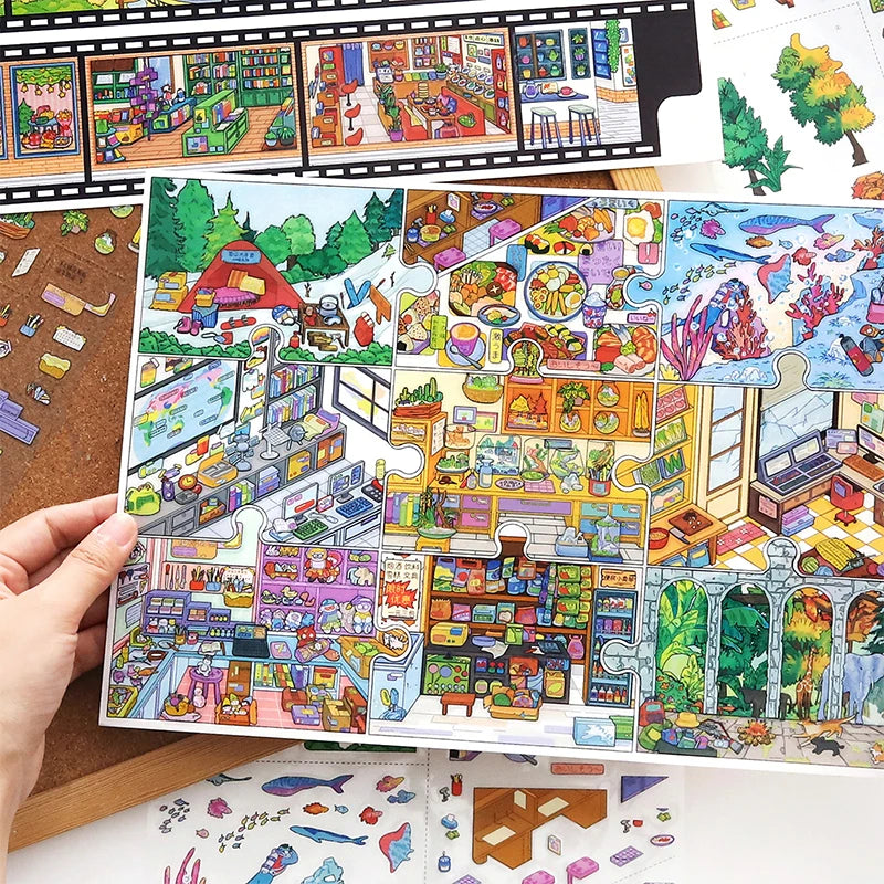 Urban Life Scene Miniature Diorama Stickers, Abundant Indoor & Outdoor Collage Materials, Healing Lifestyle Essentials Qme