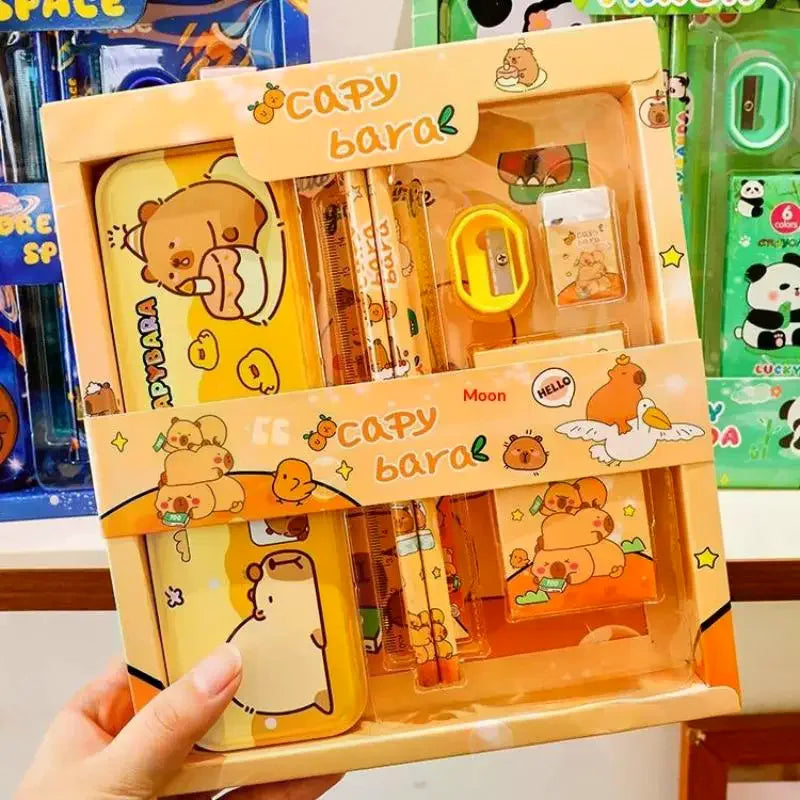 Cute Cartoon Capybara Pencil Ruler Crayon Eraser Stationery Sets Qme