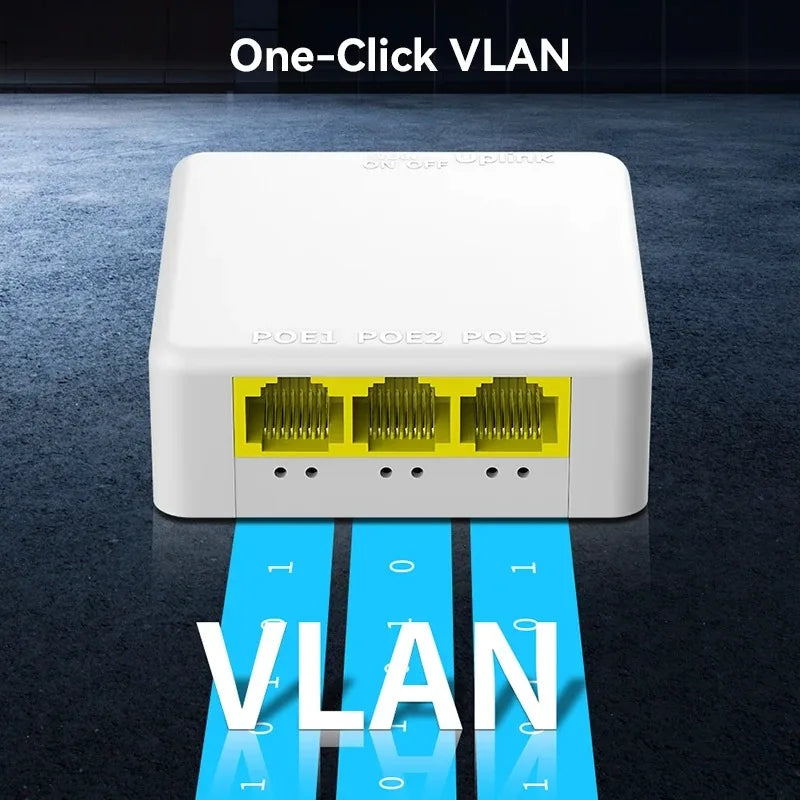 1PCS 100/1000Mbps 1-in-2/3-out PoE Repeater for IP Camera Long-Distance Network Extender RJ45 Splitter Qme