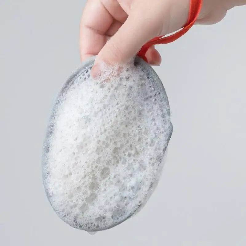 Bath Cleansing Foaming Net Double-Sided Square/Oval Soap Bag Body Exfoliating Scrubber Sponges Bathroom Mesh Soap Pocket Qme