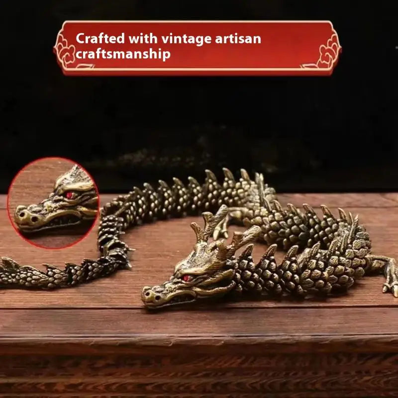 Moveable Body Joints Antique Alloy Lucky Dragon Desktop Office Crafts Qme