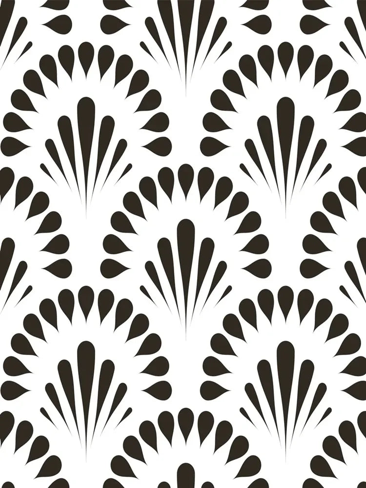 Black White Geometric Abstract Curve Peeling Wall Self-adhesive Qme Blue 100CMX45CM