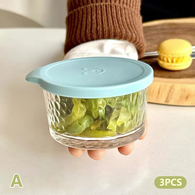 1/3PCS 200ML Glass Storage Jars Transparent Thicken Glass Storage Containers Multifunction Fresh-keeping Mini Clear Jars Kitchen Qme 3PCS A