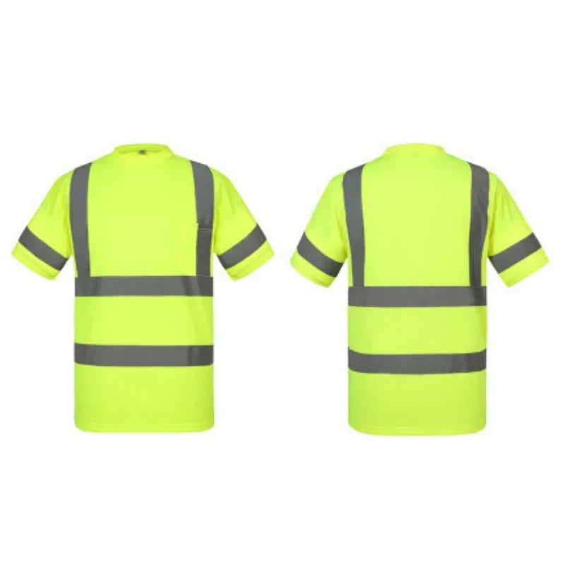 Summer Breathable Quick Dry Outdoor Sports Safety Work T Shirt Fluorescent High Visibility Reflective Qme
