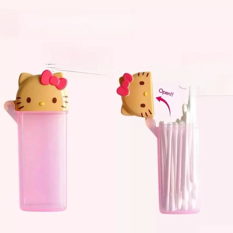 Hello Kitty Cute Cartoon Storage Box Portable Storage for Cotton Swabs, Toothpicks, and Dental Floss Qme