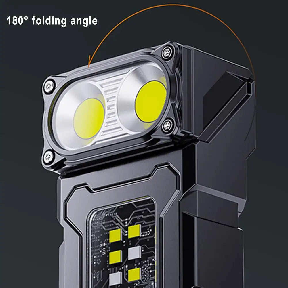 Rechargeable Work Light COB Flashlight 1200mAh Magnetic 180 Rotate Qme