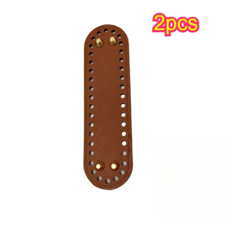 Single PU Oval Bag Bottom Plate 18*5cm With Anti-wear Metal Feet DIY Knitting Crochet Handbag Base Sewing Craft Supplies Qme Brown 2pcs