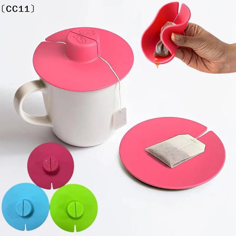 Silicone Tea Bag Partner Handle Holder Squeezer Reusable Mugs Lids Qme