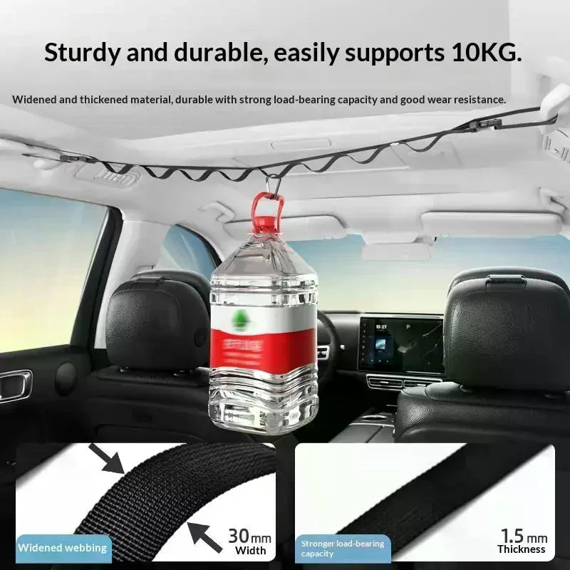 Car Clothes Drying Rope, Multi-functional Hanging Hanger For Vehicle Rear Seats, Storage And Fixing Hook Qme