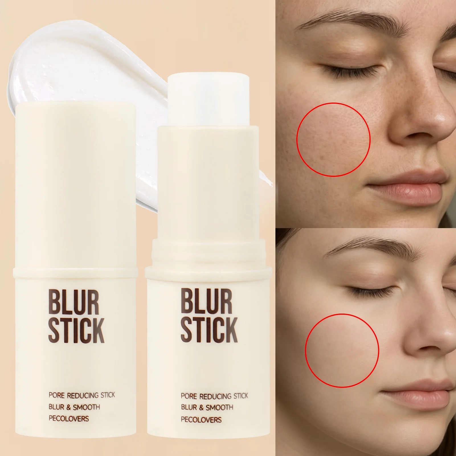 1pcs Oil-control Blur Stick, Flawless Finish, Minimize Pores Suitable for All Skins, Long-lasting Waterproof for Smooth To Apply Qme