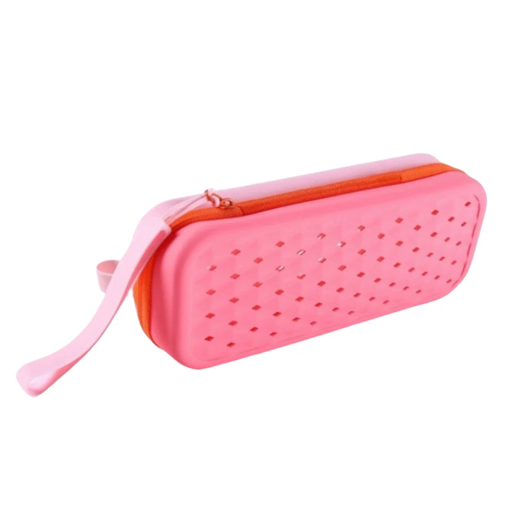 Portable Silicone Swim Goggle Case Waterproof Breathable Swimming Goggles Protection Box with Drain Hole with Carabiners Qme Pink