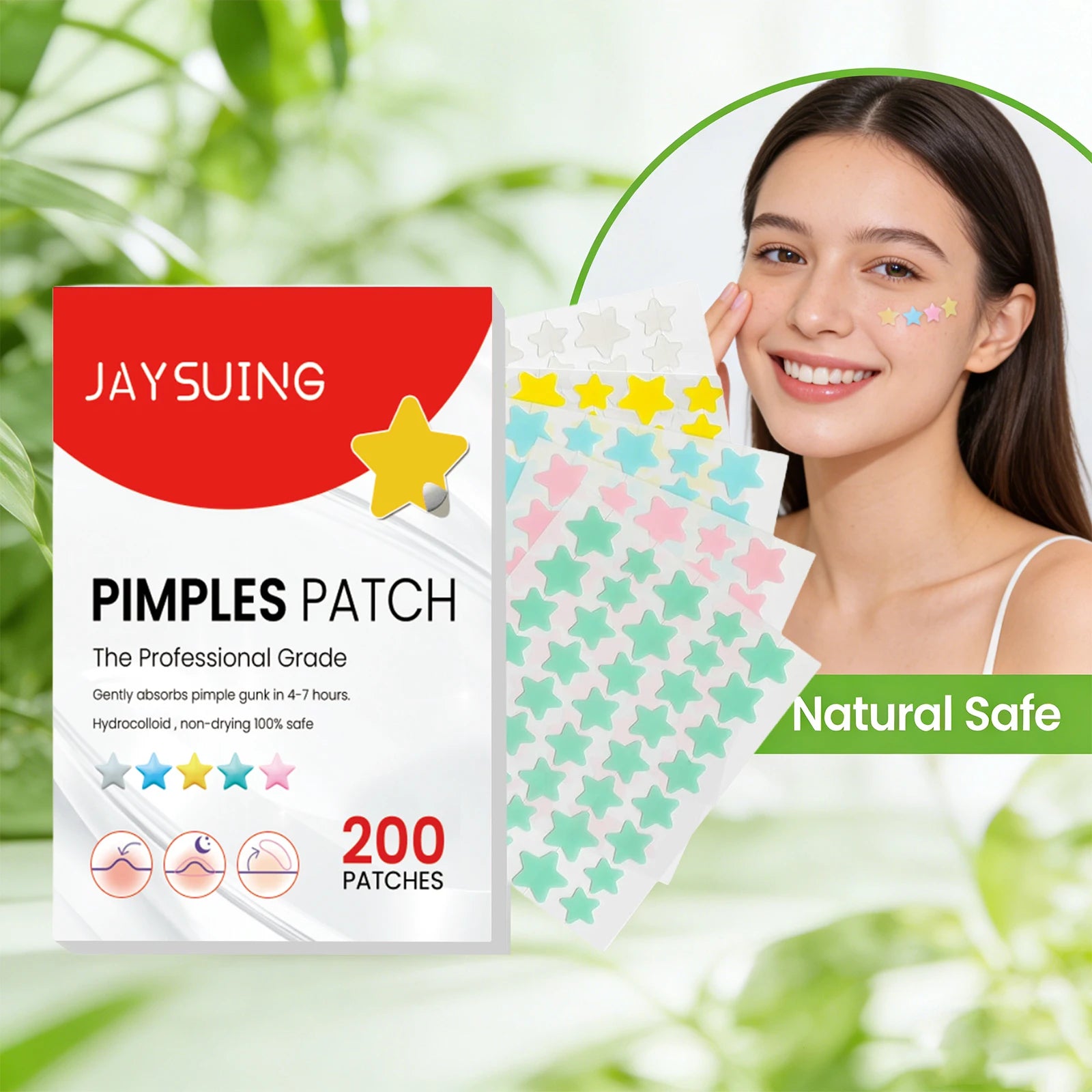 Color Star Pimple Patches Invisible Hydrocolloid for Face Acne Dots Absorbing Exudates Waterproof Concealer Acne Patches 200PCS Qme