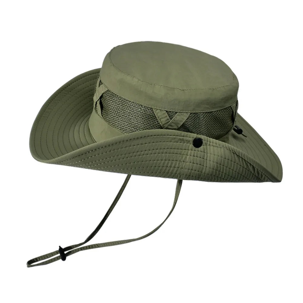 Creative Nylon Mesh Fisherman's Hat Quick-dry Waterproof Portable Hiking Cap Sunscreen Soft Folding Bucket Hat Man Woman Qme Green