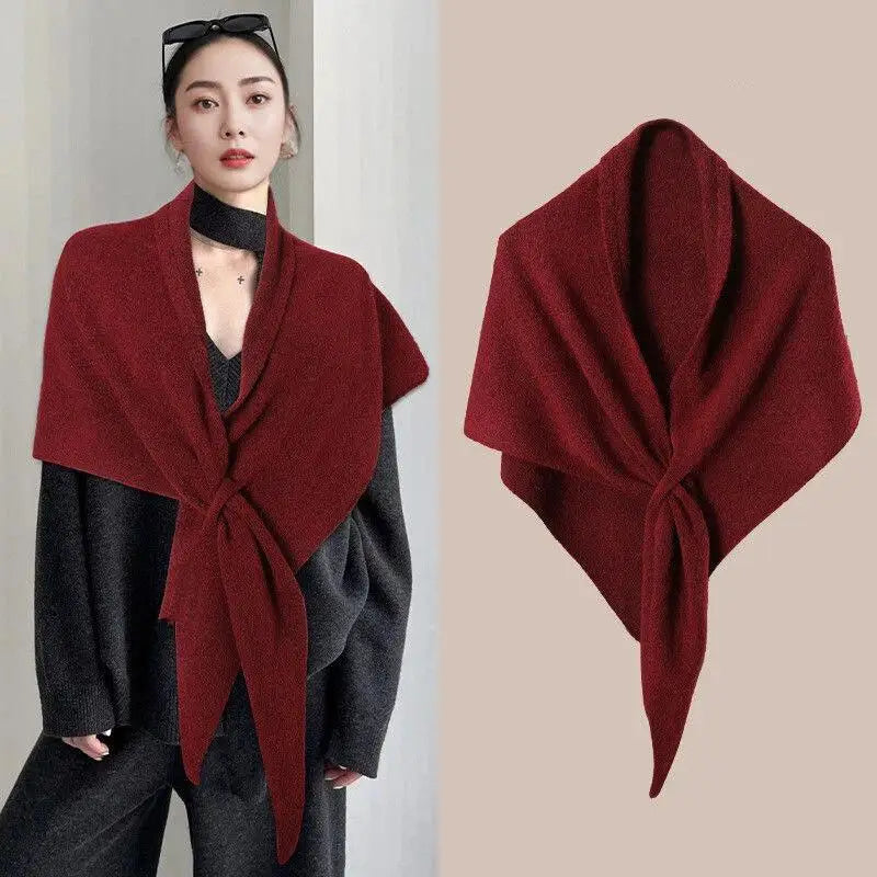 Winter Women Shawl Wraps Cardigan Cape Wool Blend Triangle Scarf Qme