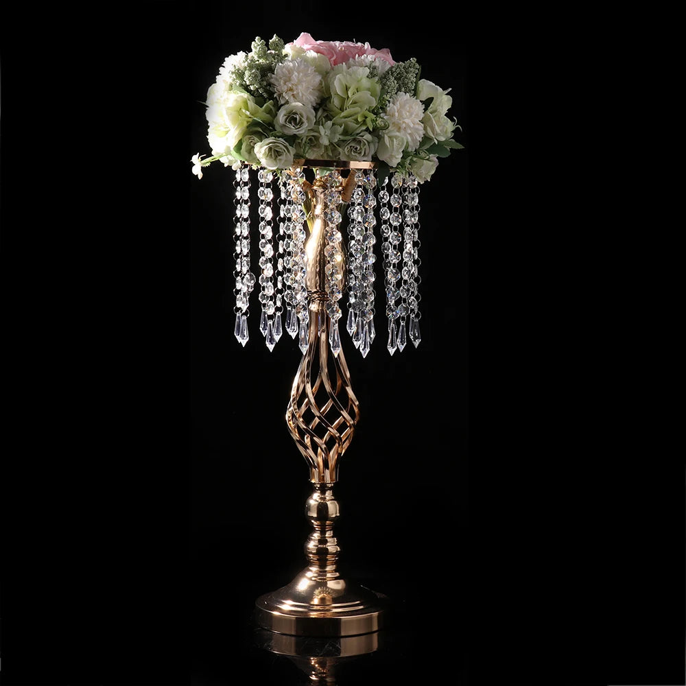 Candle Holder 52cm Height Electroplated Wedding Aisle Road Lead Props for Western Restaurant T-Stage Banquet Decoration Qme Golden