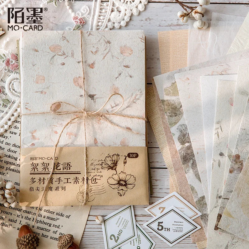 30 pcs/lot Vintage Background paper Diy Scrapbooking material paper Decorative Labels junk journal Stationery supplies Qme