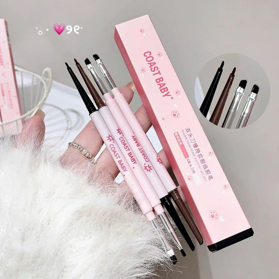 Black Brown Contour Gel Eyeliner Pencil With Brush Waterproof Soft Non Smudging Easy Wear Eyeshadow Stick Lying silkworm Makeup Qme