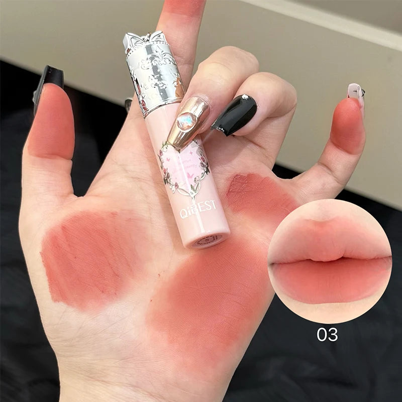 QIBEST 4 Colors Velvet Lip Mud Matte Finish Skin-Tone Enhancing Lip Tint Versatile Nude Makeup For Women Lasting Lipgloss Stain Qme 03 Full Size