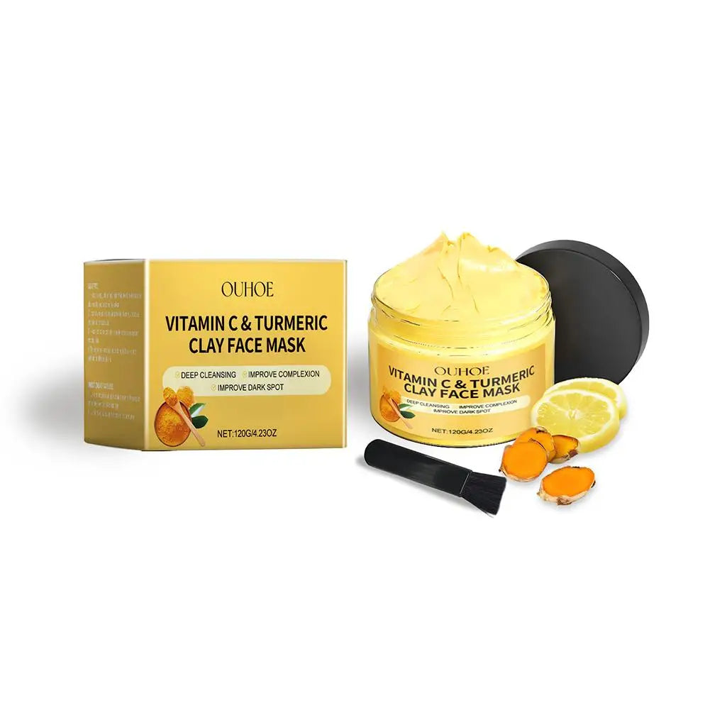 Vitamin C Clay Mask With Turmeric For Dark Spots, Dull Skincare, Turmeric Clay Facial Mask Oil Controll Refining Pores Hydrating Qme 120g CN