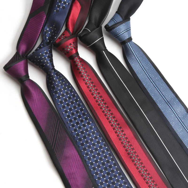 Men Tie Luxury Fashion Jacquard Black Red Necktie Plaid Patchwork Qme