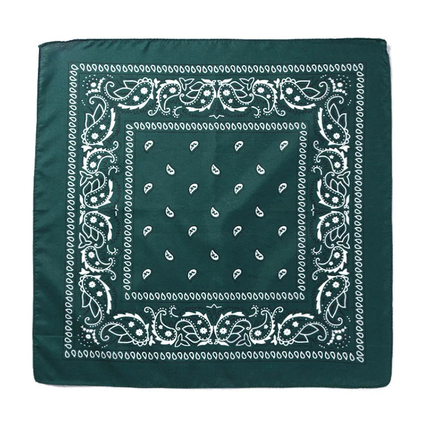 Fashion Hip Hop Bandana Kerchief Unisex Black Hair Band Neck Scarf Qme green 55CM-55CM