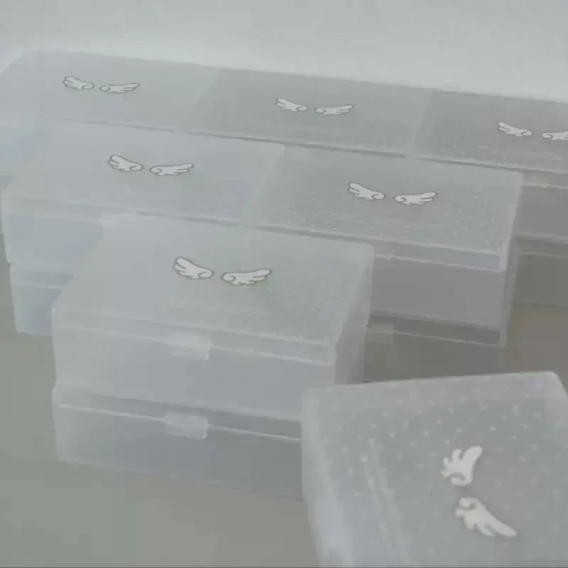 Korean Style Frosted Photocard Holder Box - Cute Star Polka Dot Wings Desktop Storage Case -DIY Deco Sticker Organizer for Girls Qme