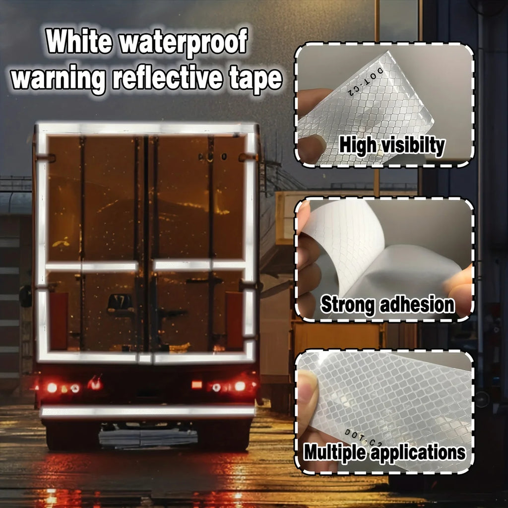 White Reflective Tape DOT-C2 Safety Warning Sticky Road Conspicuous Sticker Waterproof Reflective Strip For Truck Van Qme