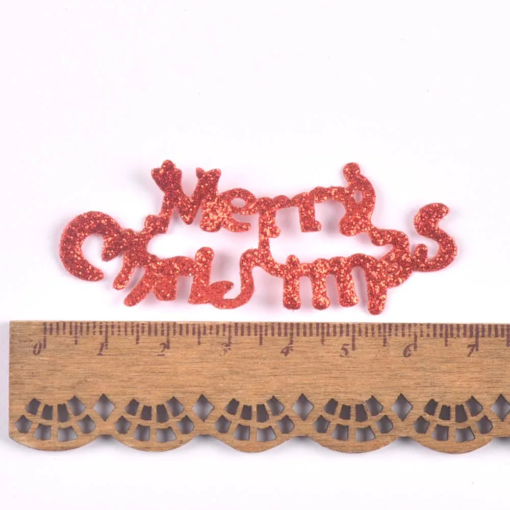 50Pcs Cute Glitter Elk Snowflakes Christmas Tree Patches For Clothes Stick-On Appliques DIY Kids Hairpin Bowknot Accessories Qme 1