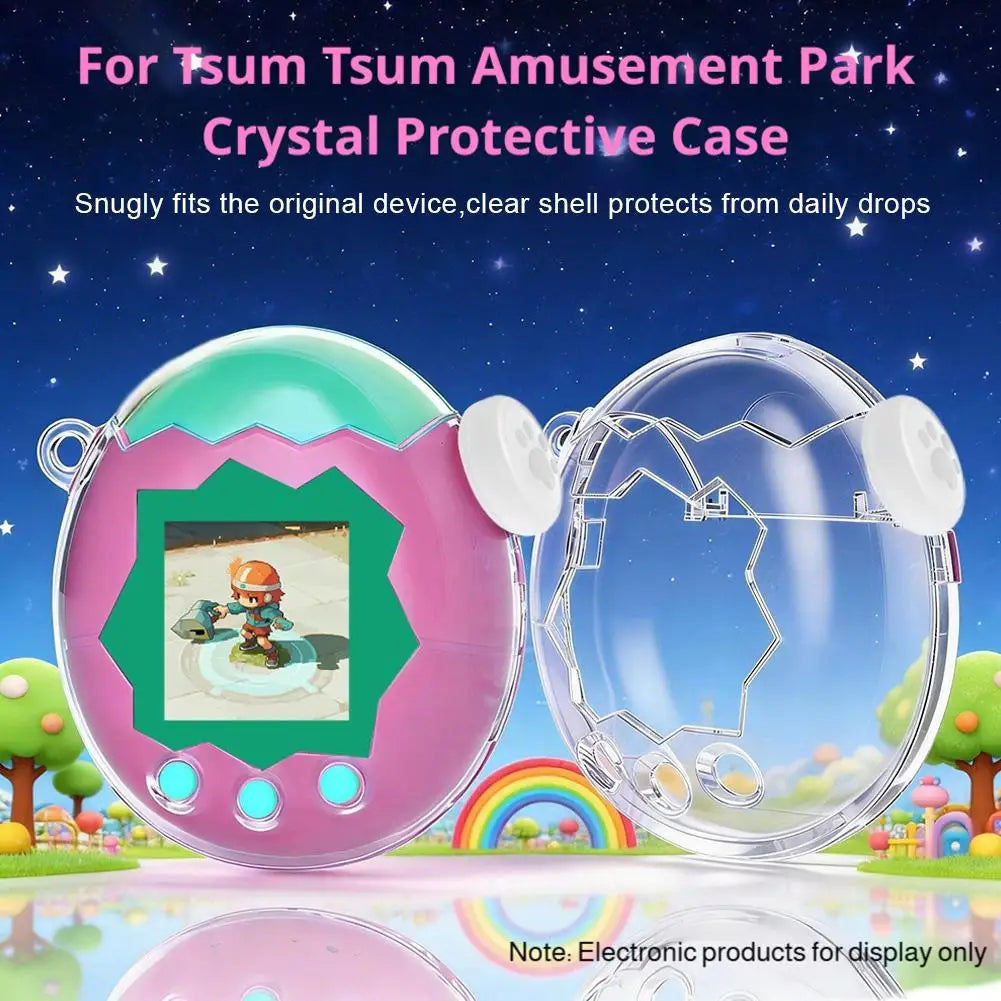 for Tamagotchi Paradise Game Console Protective Cover With Button Cap Transparent Black Glitter Waterproof Anti-drop Protective Qme