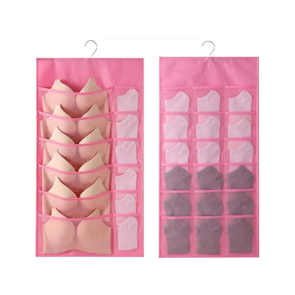 Space Saver Bag Bra Underwear Underpants Socks Wall Shelf Wardrobe Qme Pink