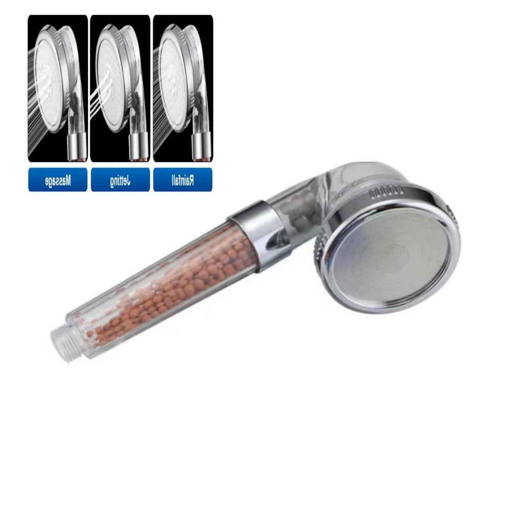 New 3-speed Shower Head High Pressure Negative Ion Water Purification Filtration Hard Water Softening Filter Shower Accessories Qme Clear