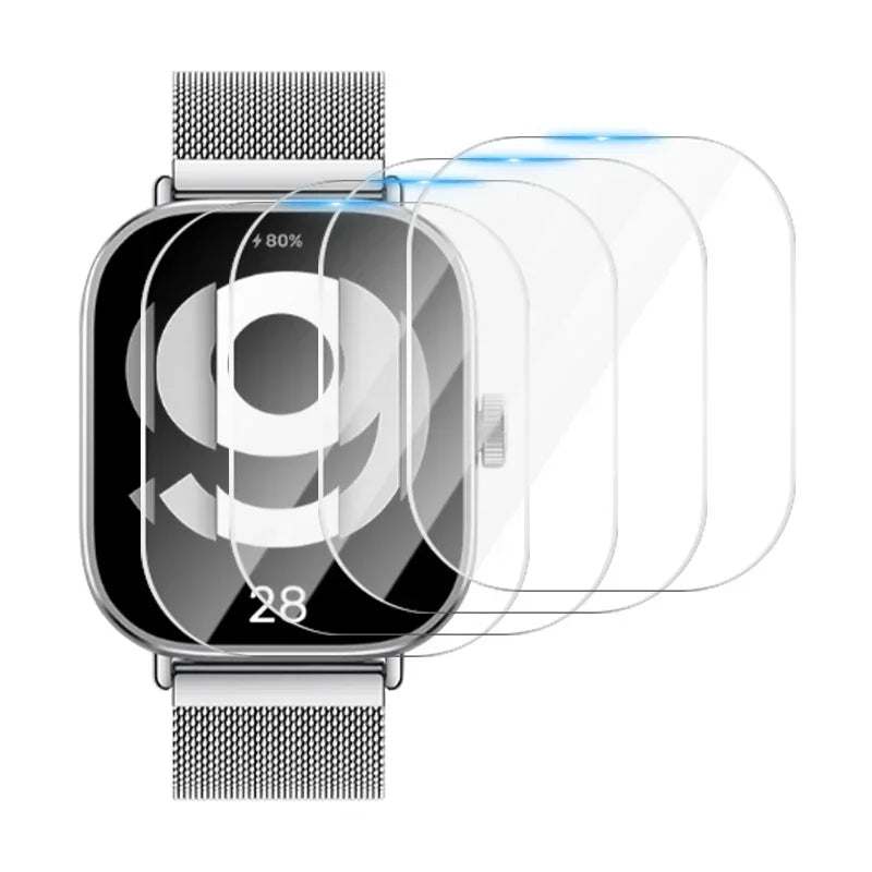 Tempered Glass for Xiaomi Redmi Watch 5 Active Smart Watch Screen Protector Anti-Scratch for Mi Redmi Watch 5 4 Prottiecve Film Qme 4-Pcs Redmi Watch 4
