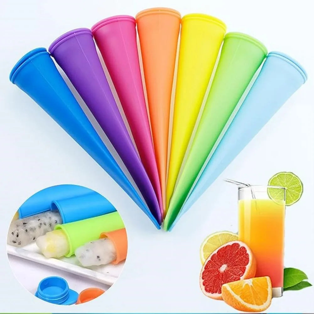 6pcs Food-grade Silicone Ice Cream Molds with Lid DIY Homemade Juice Ice Lolly Reusable Leak-Proof Ice Cube Tray Kitchen Gadgets Qme