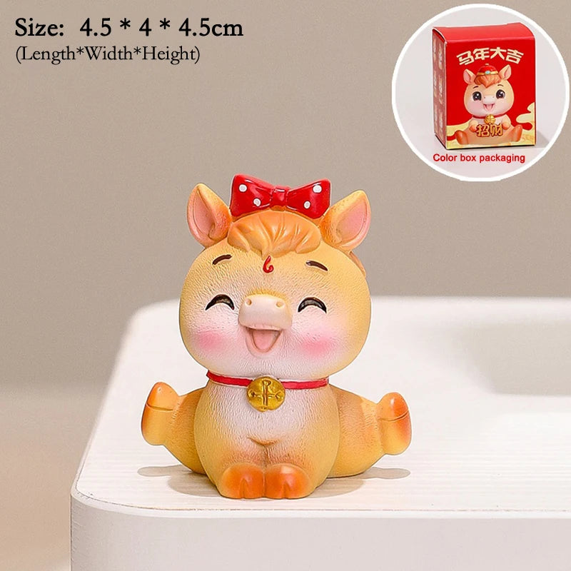 2026 Cute Year Of The Horse Ornament Lucky New Year Horse Toy DIY Desktop Decoration Car Ornament Pony Decor New Year Gift Qme A10